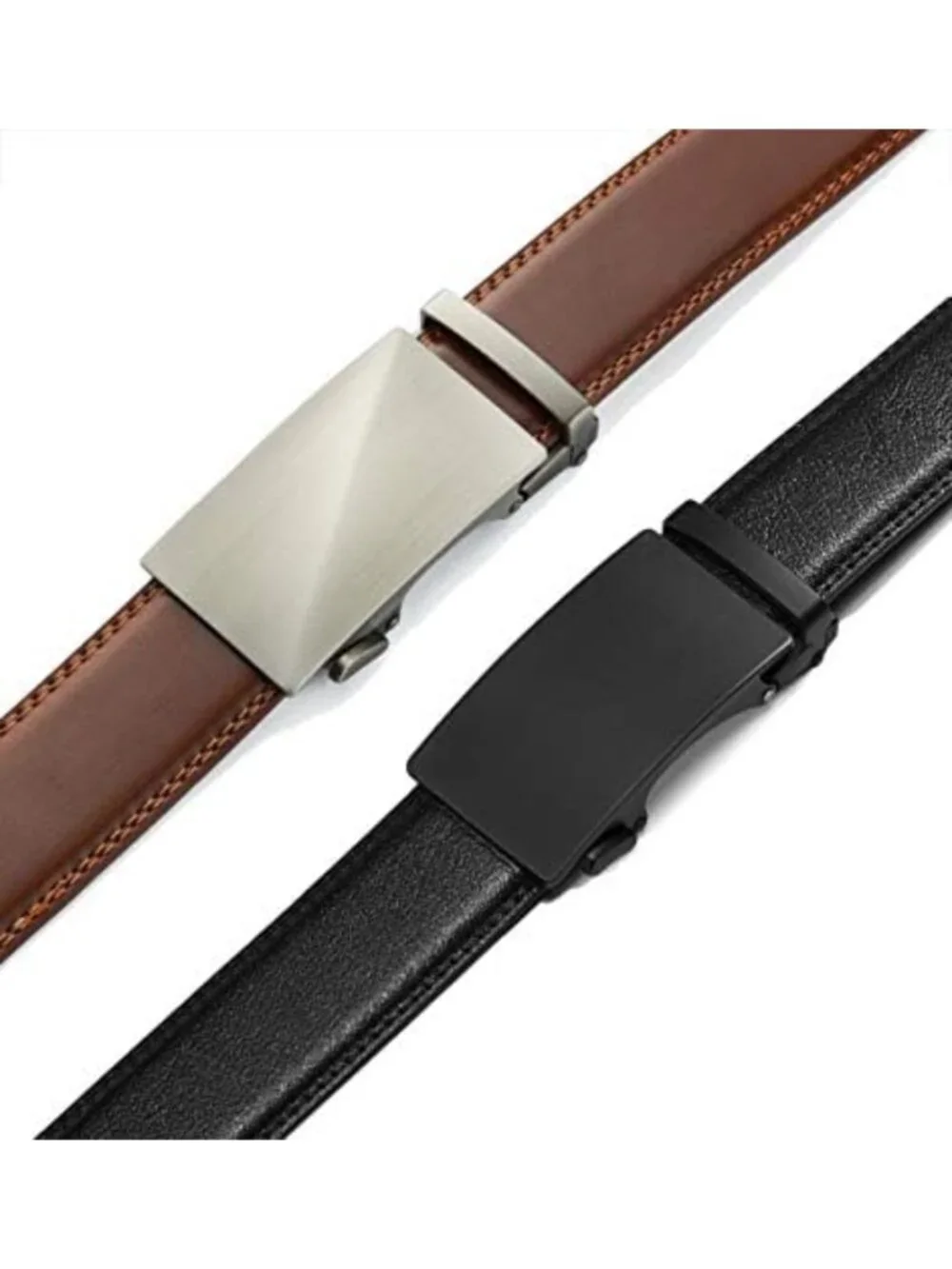 Men's Leather Ratchet Belt 2 Pack - Adjustable Fit, Stylish & Durable (35mm)